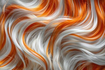 Close-up view of lengthy hair featuring streaks of orange and white