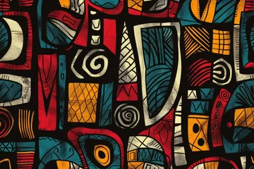 Fotobehang Abstract african patterns: traditional elements in modern design © Livinskiy