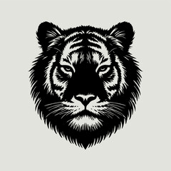 Silhouette of a tiger with a serious expression.