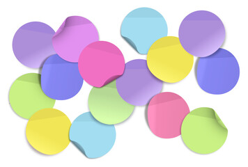 rounded colored post its on top of others