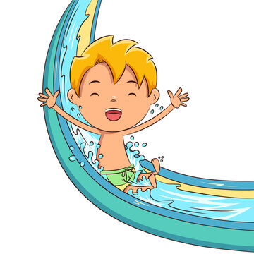 recommend clip art: Kid on water slide