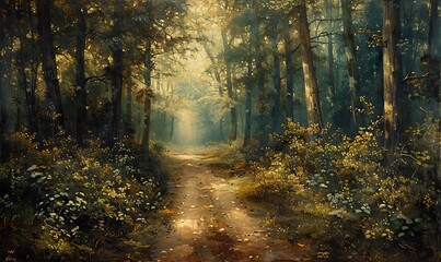 Naklejka premium Path through forest