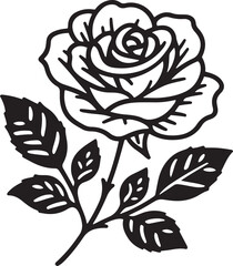 Rose flower silhouette vector illustration.