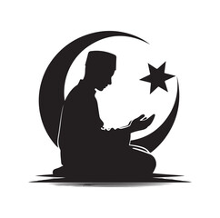 Muslim praying silhouette vector illustration 