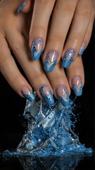 Intricate Nail Art Design with Vibrant Colors and Textured Patterns on Elegant Manicured Hand