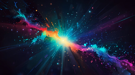 vibrant abstract light background with scattered, glowing particles in a cosmic theme