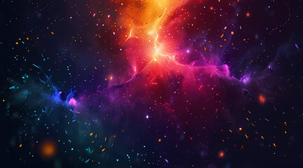 vibrant abstract light background with scattered, glowing particles in a cosmic theme
