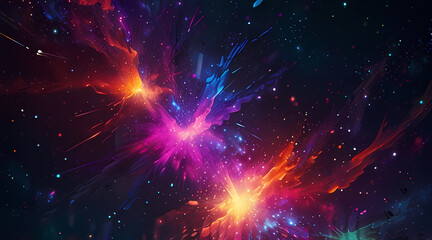 vibrant abstract light background with scattered, glowing particles in a cosmic theme