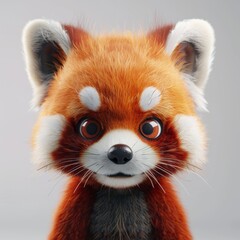 Cute cartoon character of red panda Ailurus 3D
