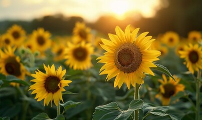 Obraz premium Sunlit sunflower patch
