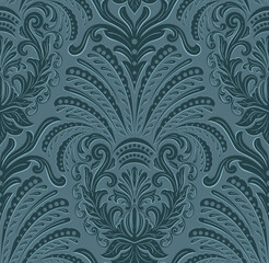 Damask seamless pattern background. Vector classical luxury old fashioned damask ornament, royal victorian seamless texture. Vintage exquisite floral baroque template.