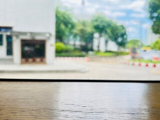 Table Top And Blur Building Of The Background