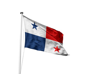 Panama national flag waving isolated on white background with clipping path.