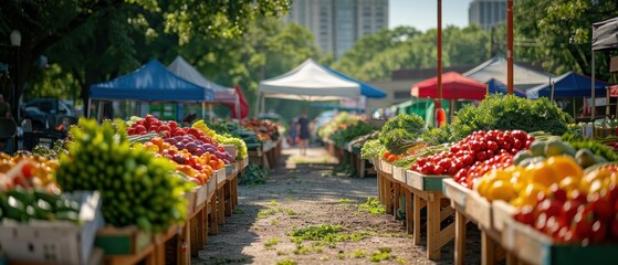 Farmer's market with fresh produce and friendly vendors