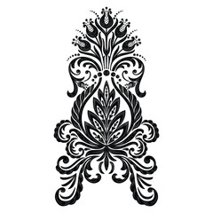 Damask ornamental element. Elegant floral abstract element for design. Perfect for invitations, cards etc.