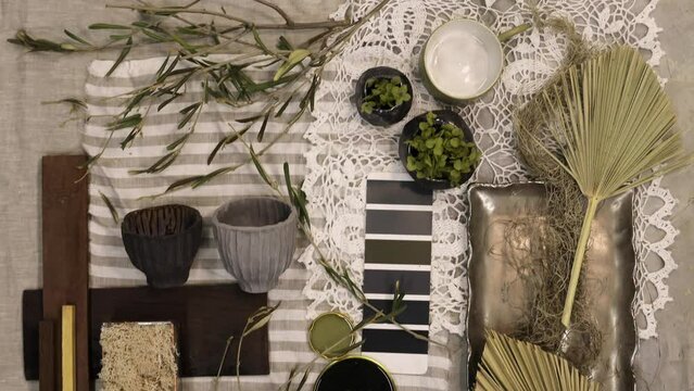 autumn color palette mood board for interior design and decoration