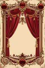 Ornate Gold and Red Frame with Copy Space.