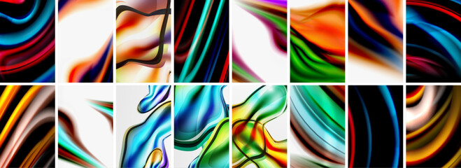 Fototapeta premium Collection of abstract background with waves, colorful shapes and 3d shadow effect. Vector Illustration For Wallpaper, Banner, Background, Card, Book Illustration, landing page
