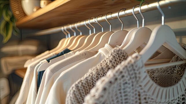 Dress for Success A minimalist wardrobe featuring blank hangers serves as a reminder for professionals to prioritize a versatile wardrobe, promoting cost-effective style