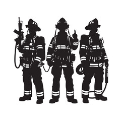 Firefighters pose vector  silhouette  illustration 