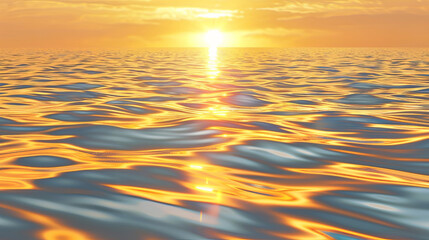 Fototapeta premium sun is setting over ocean, casting warm glow on water. Beautiful sunset and sea.
