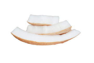 slices of coconut withoul shell isolated transparent
