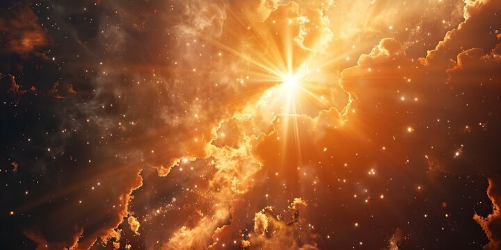 Gods radiant Logos a divine light in the heavenly beginning scene. Concept Creation of the Universe, Celestial Light, Divine Presence, Beginning of Time, Heavenly Splendor