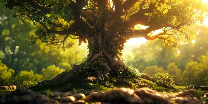 Yggdrasil tree symbolizes balance in Norse mythology. Concept Norse Mythology, Yggdrasil Tree, Balance, Symbolism, Mythological Lore