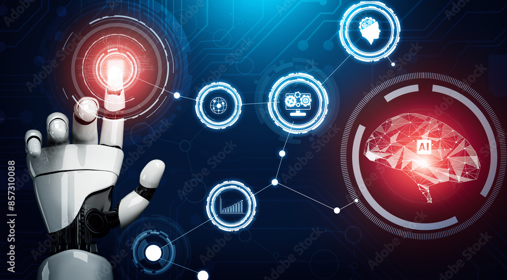Aufkleber mlp 3d rendering futuristic robot technology development, artificial intelligence ai, and machine le