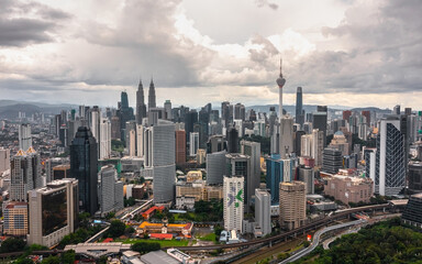 Aerial view of Kuala Lumpur on a cloudy day