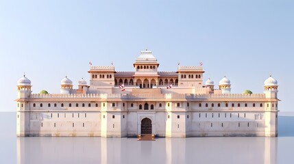 Obraz premium Minimalist 3D Render of Historic Independence Day Decorated Fort