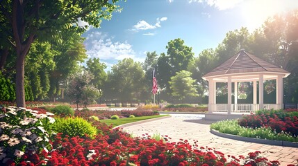 Obraz premium Patriotic Community Garden with Vibrant