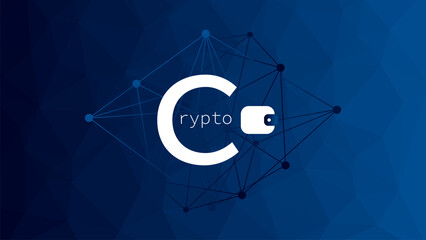 Crypto wallet for cryptocurrency. Blockchain technology. Vector triangle background with network pattern. Virtual money for business, finance, digital global trade, payment, worldwide, exchange