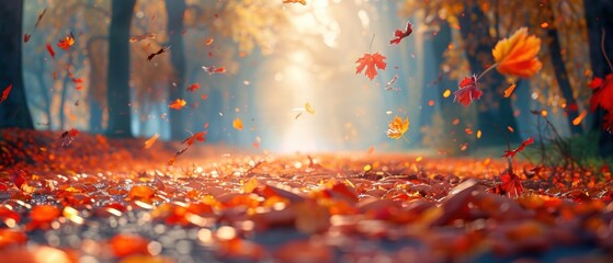 Higefinition background of a vibrant autumn forest, with colorful leaves and a crisp atmosphere, perfect for fall themes