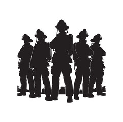 Firefighters pose vector  silhouette  illustration 