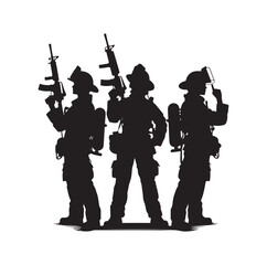 Firefighters pose vector  silhouette  illustration 