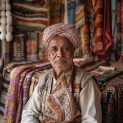 Fototapeta premium Traditional Boutique Owner in Serene Atmosphere Generative AI