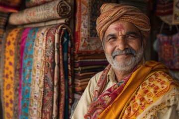 Fototapeta premium Traditional Boutique Owner in Serene Atmosphere Generative AI