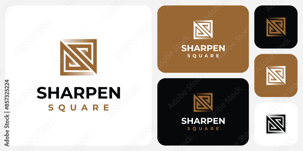 Poster letter s initial line vector logo design in a rectangular maze shape with a modern, simple, clean an