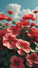 d aesthetic image of summer with geraniums for wallpa background