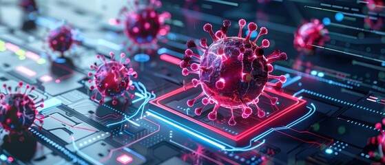 of a computer virus being blocked by a digital security shield