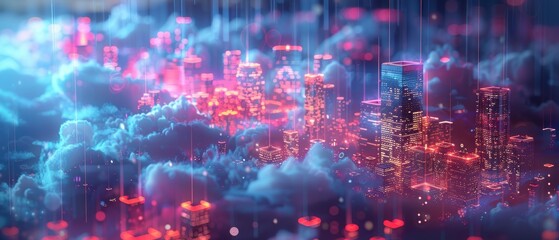 Fototapeta premium of multi-cloud strategies in , showcasing interoperability and efficient data management across platforms