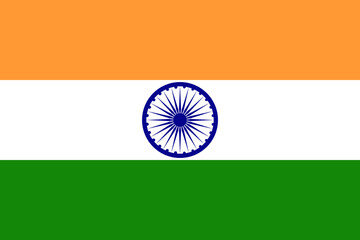 Flag of India with Ashoka Chakra, vector drawing