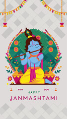 Happy Janmashtami illustration poster