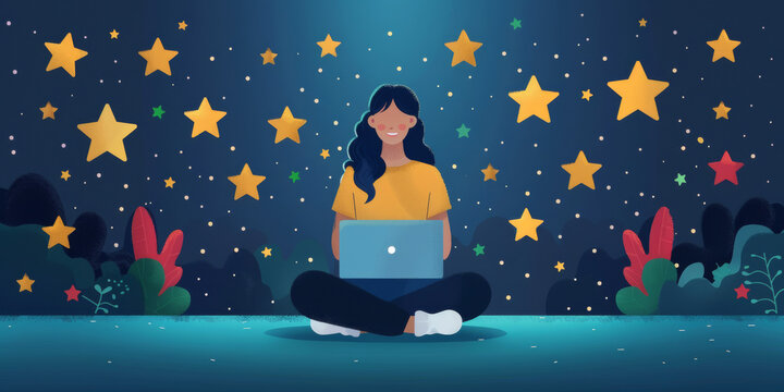 A header Image for blog post for converting feedback into online reviews, flat illustration style