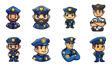 set of cartoon policeman