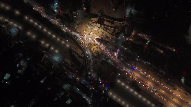 Ayodhya Drone night view video near Lata Mangeshkar Chowk and Ram ki Paidi Ghats