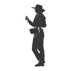 silhouette woman beekeeper in action black color only