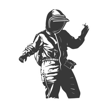 recommend clip art: silhouette woman beekeeper in action black color only
