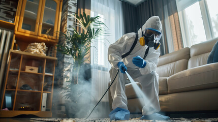 Professional Disinfection Specialist Cleaning Home Interior